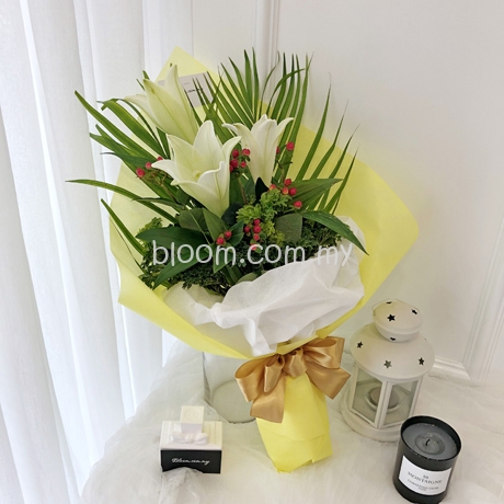 Lily Hand Bouquet, Bunga Tangan Fresh Flower Gift Delivery Kuala 