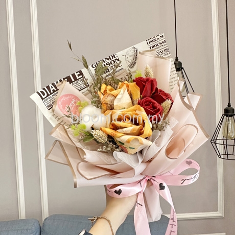 Money Bouquet, Soap Rose, Money Rose, Carnation Flower Basket KL