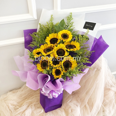 Sunflower Hand Bouquet, Bunga Tangan Matahari, Fresh Flower Delivery ...